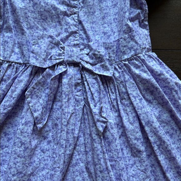 Sz 10 Janie and Jack lavender lined cotton floral smocked puff sleeve dress - Picture 8 of 11